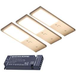 Sorrelis Feylin TriGlow Aluminium Rectangle 3 Cabinet Light Kit - Size: 0.68 x 5 x 17.5cm - Silver - Wilko