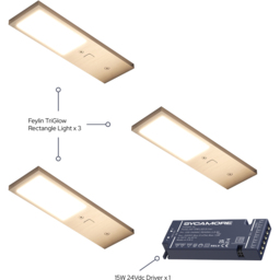 Sorrelis Feylin TriGlow Aluminium Rectangle 3 Cabinet Light Kit - Size: 0.68 x 5 x 17.5cm - Silver - Wilko - thumbnail 4