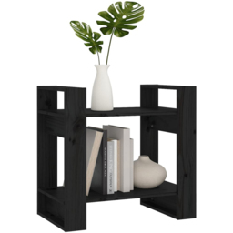 vidaXL 2 Shelf Black Solid Pine Wood Bookcase - Size: 57 x 60 x 35cm - Wilko - thumbnail 6