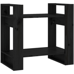 vidaXL 2 Shelf Black Solid Pine Wood Bookcase - Size: 57 x 60 x 35cm - Wilko - thumbnail 3