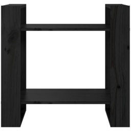 vidaXL 2 Shelf Black Solid Pine Wood Bookcase - Size: 57 x 60 x 35cm - Wilko - thumbnail 4