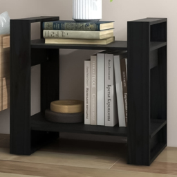 vidaXL 2 Shelf Black Solid Pine Wood Bookcase - Size: 57 x 60 x 35cm - Wilko