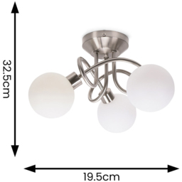 ValueLights Velika 3 Way Opaque Flush Chrome LED Ceiling Light - Size: 19.5 x 32.5 x 29.5cm - Silver - Wilko - thumbnail 7