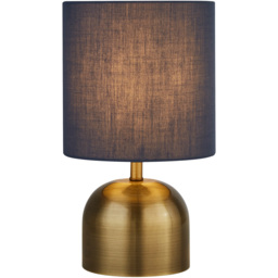 Lighting Collection Satin Brass Touch Lamp with Navy Shade - Size: 27.5 x 16 x 16cm - Blue - Wilko - thumbnail 4