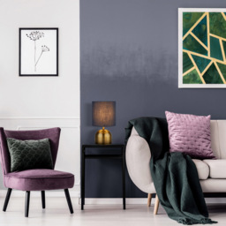 Lighting Collection Satin Brass Touch Lamp with Navy Shade - Size: 27.5 x 16 x 16cm - Blue - Wilko - thumbnail 3