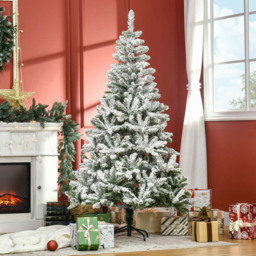 Everglow Green Snow Flocked Artificial Pine Christmas Tree with Steel Base 6ft - Wilko - thumbnail 3