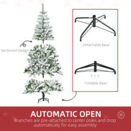 Everglow Green Snow Flocked Artificial Pine Christmas Tree with Steel Base 6ft - Wilko - thumbnail 7