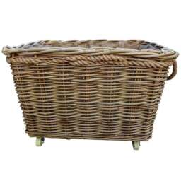 Red Hamper Extra Large Rope Handle Wicker Log Basket - Size: 57 x 72 x 44cm - Brown - Wilko - thumbnail 1