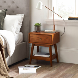 Julian Bowen Lowry Single Drawer Cherry Ash Wood Veneer Side Table - Grey - Wilko - thumbnail 7