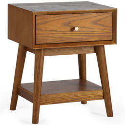 Julian Bowen Lowry Single Drawer Cherry Ash Wood Veneer Side Table - Grey - Wilko - thumbnail 3