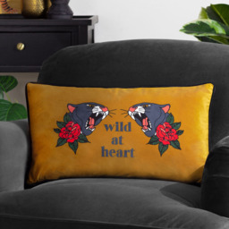 furn. Gold and Black Inked Wild Velvet Piped Cushion - Size: 50 x 30 cm - Multi - Wilko - thumbnail 3