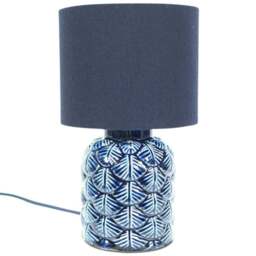ValueLights Priyah Fabric Shade Navy Ceramic Scallop LED Table Lamp - Size: 25.5 x 15 x 15cm - Blue - Wilko - thumbnail 1