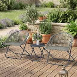 Outsunny 2 Seater Grey Rattan Foldable Garden Bistro Set - Wilko - thumbnail 1