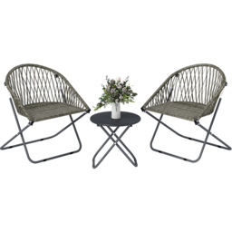 Outsunny 2 Seater Grey Rattan Foldable Garden Bistro Set - Wilko - thumbnail 3