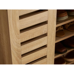 Home Source Oslo 2 Door Oak Effect Shoe Cabinet - Size: 87.2 x 60 x 33cm - Brown - Wilko - thumbnail 4
