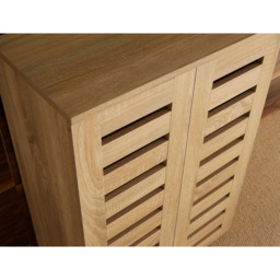 Home Source Oslo 2 Door Oak Effect Shoe Cabinet - Size: 87.2 x 60 x 33cm - Brown - Wilko - thumbnail 6