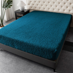 Groundlevel Double Teal Soft Teddy Fleece Fitted Bed Sheet - Wilko - thumbnail 3