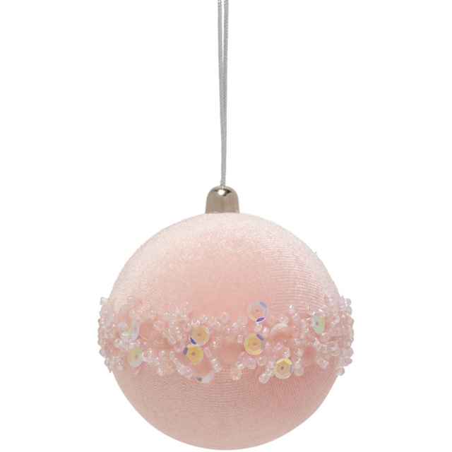 The Seasonal Gift Co. Blush Pink Velvet Bauble 16cm - Size: 1 Piece - Wilko - image 1