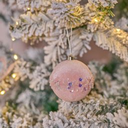 The Seasonal Gift Co. Blush Pink Velvet Bauble 16cm - Size: 1 Piece - Wilko - thumbnail 3