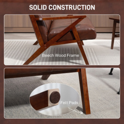 HOMCOM 2 Seater Brown Vintage Sofa - Wilko - thumbnail 7