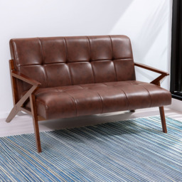 HOMCOM 2 Seater Brown Vintage Sofa - Wilko - thumbnail 1