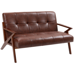 HOMCOM 2 Seater Brown Vintage Sofa - Wilko - thumbnail 3