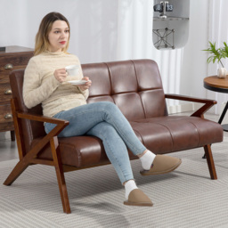 HOMCOM 2 Seater Brown Vintage Sofa - Wilko - thumbnail 5