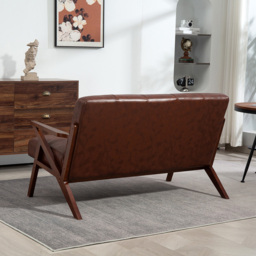 HOMCOM 2 Seater Brown Vintage Sofa - Wilko - thumbnail 6
