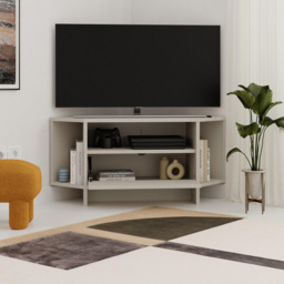 Decortie Viva Single Door 3 Shelf Sandstone Corner TV Stand - Size: 45.3 x 95.7 x 35.4cm - Cream - Wilko - thumbnail 6
