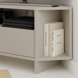 Decortie Viva Single Door 3 Shelf Sandstone Corner TV Stand - Size: 45.3 x 95.7 x 35.4cm - Cream - Wilko - thumbnail 4