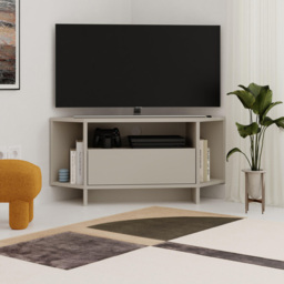 Decortie Viva Single Door 3 Shelf Sandstone Corner TV Stand - Size: 45.3 x 95.7 x 35.4cm - Cream - Wilko - thumbnail 5