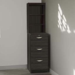 R White Cabinets 3 Drawer 3 Shelf Black Filing Cabinet with Hutch - Size: 182.8 x 47.9 x 54cm - Wilko