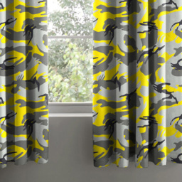 Velosso Yellow Camouflage Pencil Pleat Curtains 168 x 183cm - Size: W 168 x D 183cm - Wilko - thumbnail 4