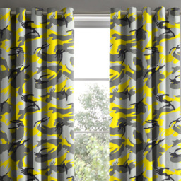 Velosso Yellow Camouflage Pencil Pleat Curtains 168 x 183cm - Size: W 168 x D 183cm - Wilko - thumbnail 3
