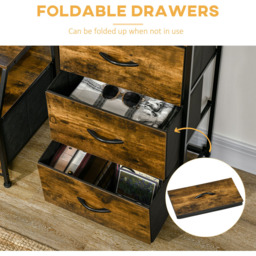 Portland 3 Drawers Rustic Brown Industrial Storage Cabinet - Wilko - thumbnail 7