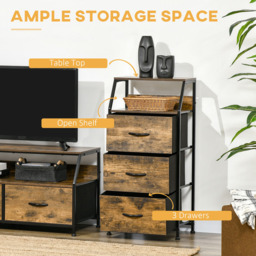 Portland 3 Drawers Rustic Brown Industrial Storage Cabinet - Wilko - thumbnail 6
