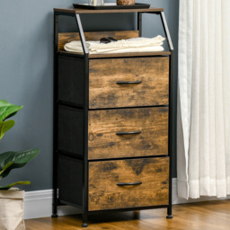 Portland 3 Drawers Rustic Brown Industrial Storage Cabinet - Wilko
