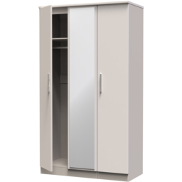 Crowndale Knightsbridge 3 Door Kashmir Gloss Mirror Wardrobe Ready Assembled - Kashmir Gloss & Kashmir - Wilko - thumbnail 7