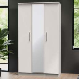 Crowndale Knightsbridge 3 Door Kashmir Gloss Mirror Wardrobe Ready Assembled - Kashmir Gloss & Kashmir - Wilko