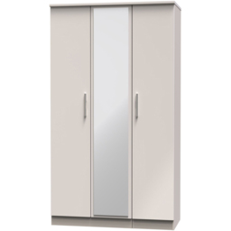 Crowndale Knightsbridge 3 Door Kashmir Gloss Mirror Wardrobe Ready Assembled - Kashmir Gloss & Kashmir - Wilko - thumbnail 4