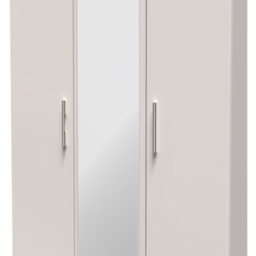 Crowndale Knightsbridge 3 Door Kashmir Gloss Mirror Wardrobe Ready Assembled - Kashmir Gloss & Kashmir - Wilko - thumbnail 6