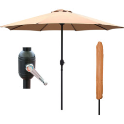 GlamHaus Sand Garden Parasolwith Crank Handle 2.7m - Cream - Wilko - thumbnail 4