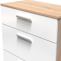 Crowndale Contrast 3 Drawer White and Bardolino Oak Deep Chest Ready Assembled - Wilko - thumbnail 6