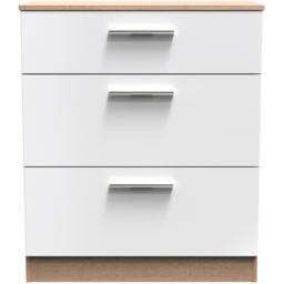 Crowndale Contrast 3 Drawer White and Bardolino Oak Deep Chest Ready Assembled - Wilko - thumbnail 4