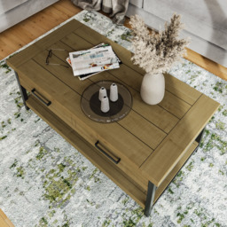 FWStyle Lowry Industrial Storage Coffee Table - Brown - Wilko - thumbnail 6