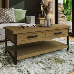 FWStyle Lowry Industrial Storage Coffee Table - Brown - Wilko - thumbnail 1