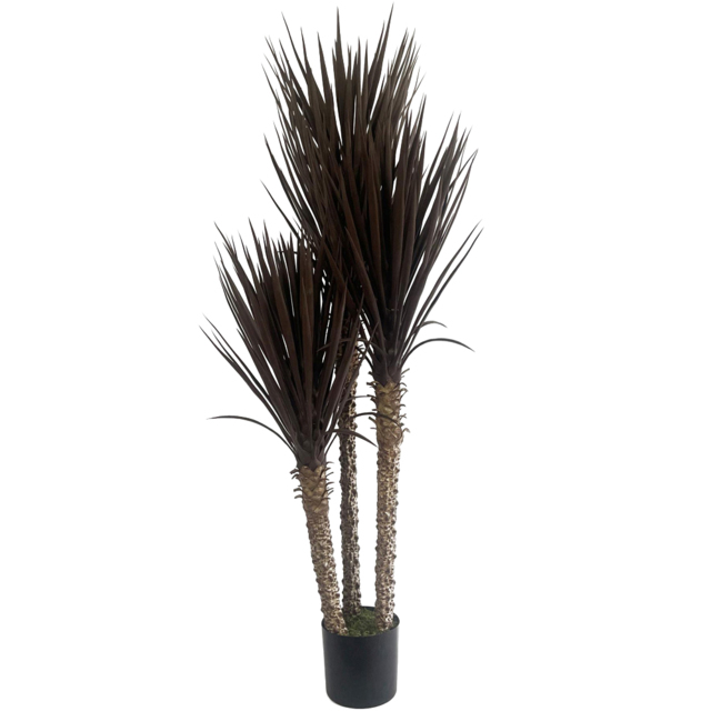 Leaf Dark Brown and Red XL Spiky Triple Yukka Artificial Tree Pot 5ft - Size: 155 x 60 x 60cm - Wilko - image 1