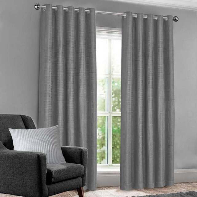 Velosso Waffle Silver Blackout Curtains 228 x 228cm - Size: W 228 x D 228cm - Wilko - image 1