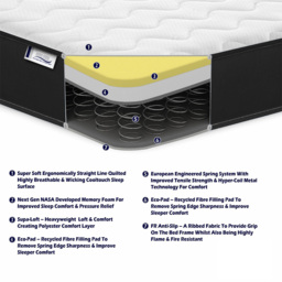 Extreme Comfort Cooltouch Colours European Black Single Memory Foam and Spring Mattress - Size: European Single - eXtreme comfort ltd - Wilko - thumbnail 5
