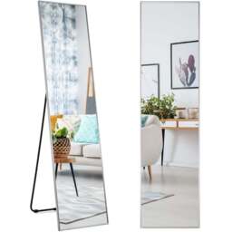 Costway Silver Shatter Proof Full Length Mirror - Size: 160 x 40cm - Wilko - thumbnail 1